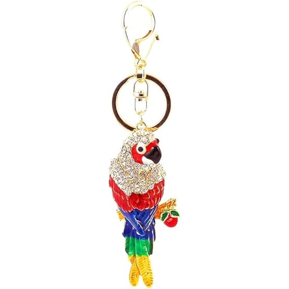 Colorful Parrot Rhinestone Bag Charm Keychain - Picture 4 of 4